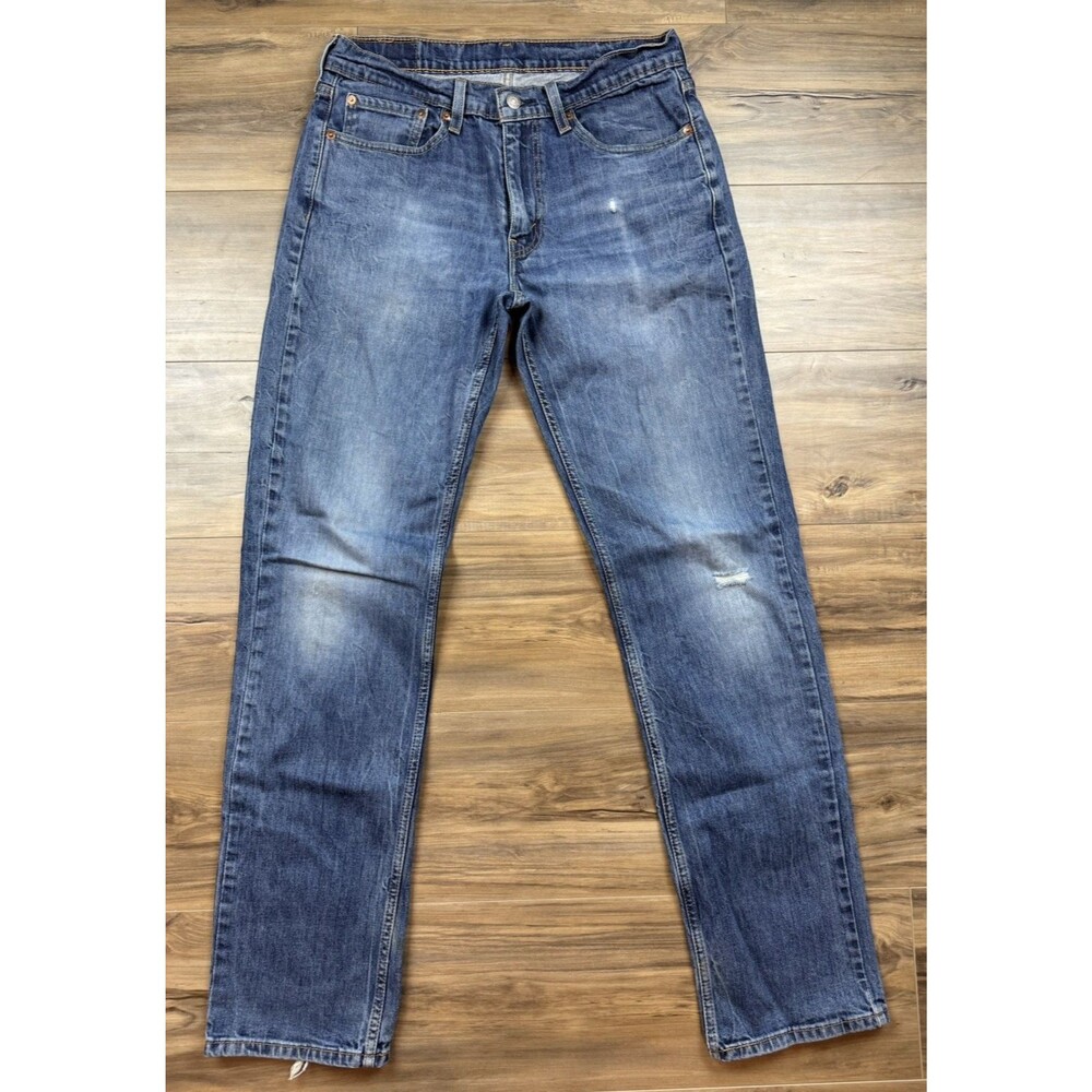 Levis 514 Athletic Straight Cut Distressed Jeans Mens 32x34 Blue Medium Wash